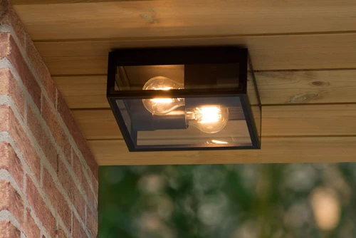 Lucide DUKAN - Plafonnier Intérieur/Extérieur - 2xE27 - IP65 - Noir - ambiance 3